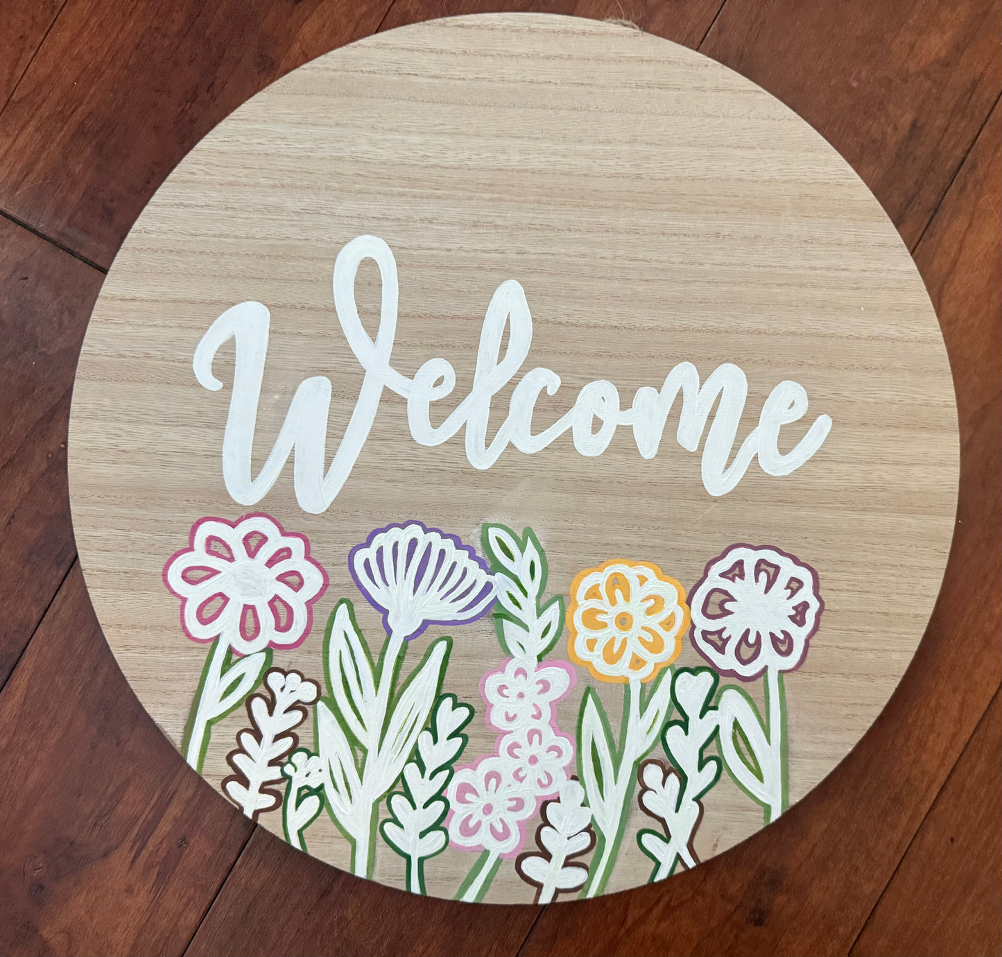 15" “Welcome” Round Wood Sign
