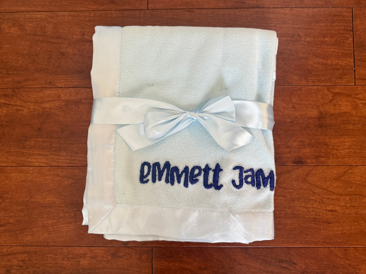Blue Embroidered Baby Blanket