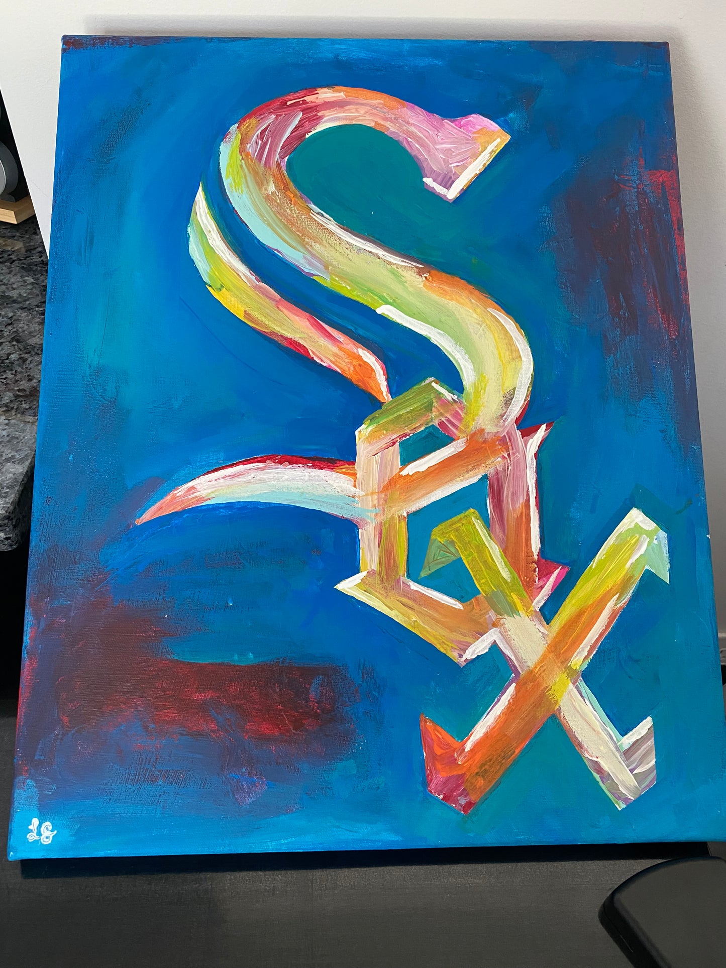 Colorful White Sox Logo on canvas