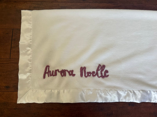 White Embroidered Baby Blanket