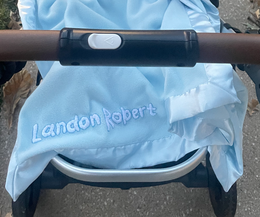 Blue Embroidered Baby Blanket