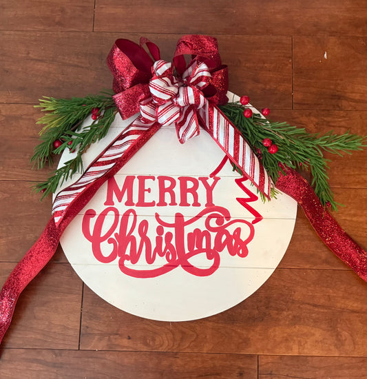 15” “Merry Christmas” Round Wood Sign